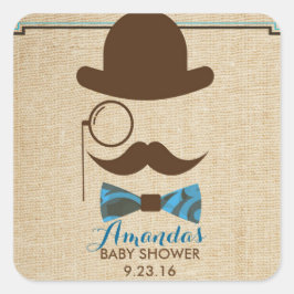 Little Mister Moustache Baby shower favor stickers