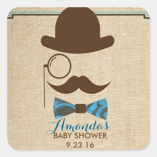 Little Mister Mustache Baby shower faveurs sticker (Devant)