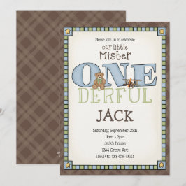 Little Mister ONEderful Birthday Invitation Kaart