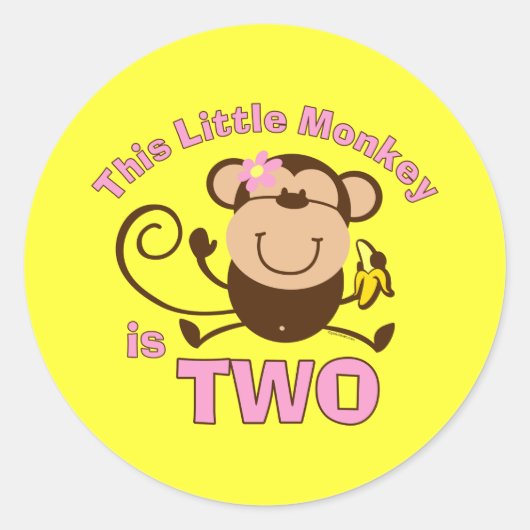 Little Monkey 2e Verjaardag Meisje Sticker (Voorkant)