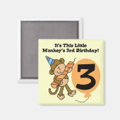 Little Monkey 3rd Birthday Tshirts and Gifts Magneet (Voorkant / Achterkant)