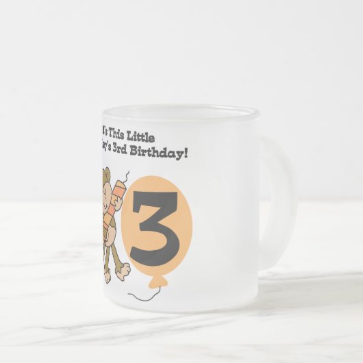 Little Monkey 3rd Birthday Tshirts and Gifts Matglas Koffiemok (Voorkant rechts)