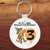 Little Monkey 3rd Birthday Tshirts and Gifts Sleutelhanger (Voorkant)