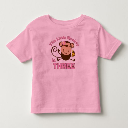 Little Monkey 3rd Verjaardagsmeisje Kinder Shirts (Voorkant)