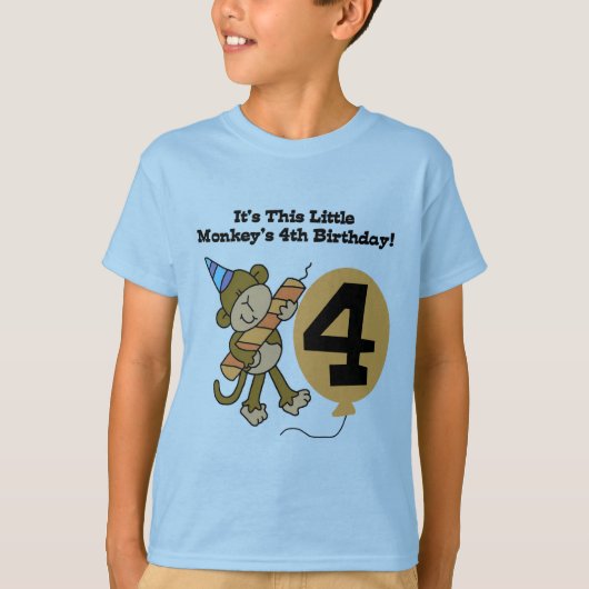 Little Monkey 4th Birthday Tshirts et cadeaux (Devant)