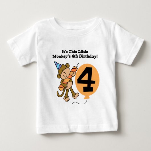 Little Monkey 4th Verjaardag Tshirts en geschenken (Voorkant)