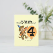 Little Monkey 4th Verjaardag Tshirts en geschenken Briefkaart (Staand voorkant)