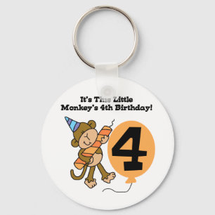 Little Monkey 4th Verjaardag Tshirts en geschenken Sleutelhanger