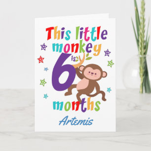 Little Monkey 6 maanden verjaardag Kaart