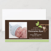 Little Monkey Baby Boy Geboortefoto aankondiging (Voorkant / Achterkant)