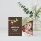Little Monkey Baby Girl Birth Foto kondiging Kaart (Staand voorkant)