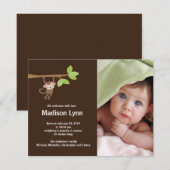 Little Monkey Baby Girl Birth Foto kondiging Kaart (Voorkant / Achterkant)
