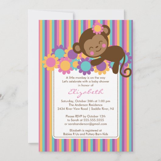 Little Monkey Baby shower Invitation Kaart (Voorkant)