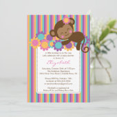 Little Monkey Baby shower Invitation Kaart (Staand voorkant)