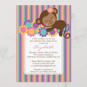 Little Monkey Baby shower Invitation Kaart