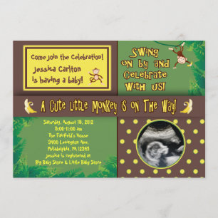 Little Monkey Baby shower Invitation Kaart