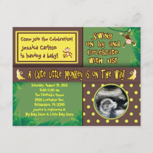 Little Monkey Baby shower Invitation Kaart