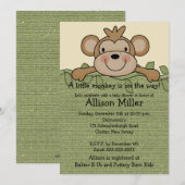 Little Monkey Baby shower Invitation Kaart (Voorkant / Achterkant)