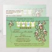 Little Monkey Baby shower Invitation Kaart (Voorkant / Achterkant)