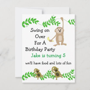 Little Monkey Birthday Invitations Kaart