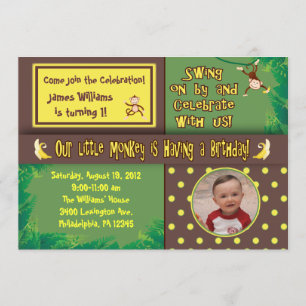 Little Monkey Birthday Party Invitation Kaart