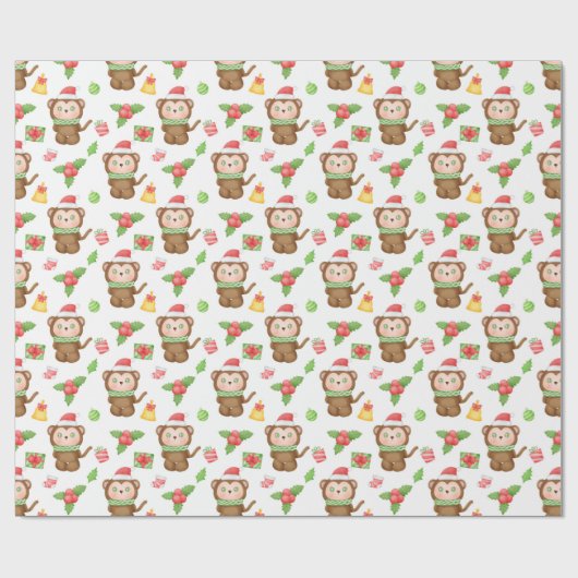 Little Monkey Christmas Cadeaupapier (Vlak)