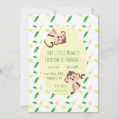 Little Monkey First Birthday Banana Peels Green Kaart (Voorkant)