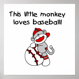 Little Monkey houdt van Baseball T-shirts en cadea Poster