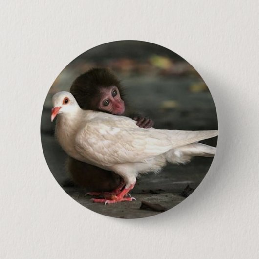Little Monkey Hugging Bird Ronde Button 5,7 Cm (Voorkant)