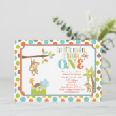 Little Monkey Oerwoud Animals eerste verjaardag ui Kaart (Staand voorkant)