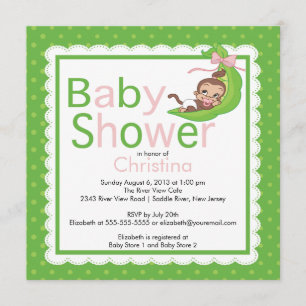 Little Monkey Pea Pod Baby Shower Invitations Kaart