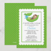 Little Monkey Pea Pod Baby Shower Invitations Kaart (Voorkant / Achterkant)