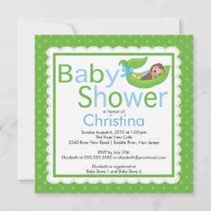Little Monkey Pea Pod Baby Shower Invitations Kaart