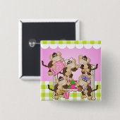Little Monkeys Sleepover Button (Voorkant /achterkant)