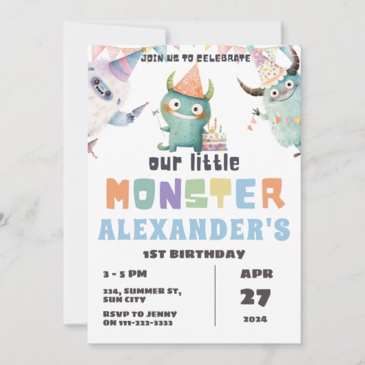 Little Monster 1e 2e 3e 4e 5e 6e Verjaardag Kaart (Voorkant)