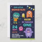 Little Monster 1er Anniversaire Fête Invitation (Devant)