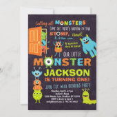 Little Monster 1er anniversaire Invitation Boys (Devant)