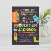 Little Monster 1er anniversaire Invitation Boys (Debout devant)