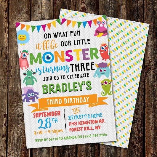 Little Monster 3rd Birthday Kaart