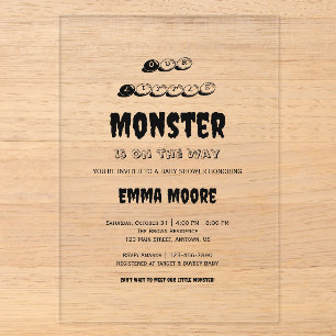 Little Monster Baby Shower Typografie Ontwerp Acryl Uitnodigingen
