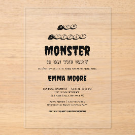 Little Monster Baby Shower Typography Design Acryl Uitnodigingen