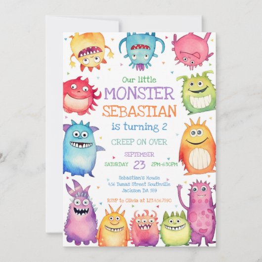 Little Monster Birthday Invitation (Devant)