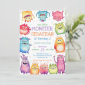Little Monster Birthday Invitation (Debout devant)
