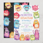 Little Monster Birthday Invitation (Devant / Derrière)