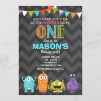Little Monster Birthday Party Invitation Chalk