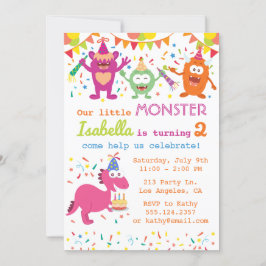 Little Monster Birthday Party Invitation Kaart