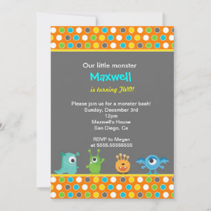 Little Monster Birthday Party Invitations Kaart