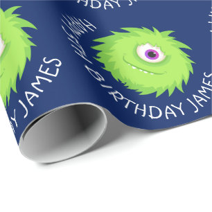 Little Monster Blue Green Cadeaupapier