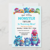 Little Monster Boy 1er Anniversaire Invitation (Devant)