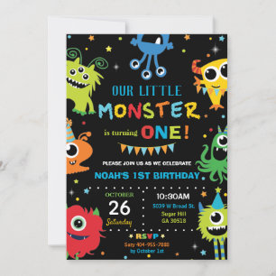 Little Monster Boy 1st Birthday Vibrant Kaart